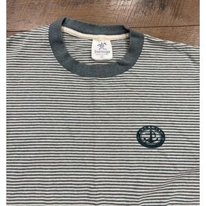 Vintage 90s Atlantic Nautical Striped T-Shirt Green Medium Made In USA Fisherman